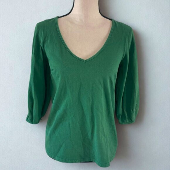 Velvet by Graham & Spencer for Anthropologie Green V-Neck Top Size XS - GUC - Picture 1 of 6